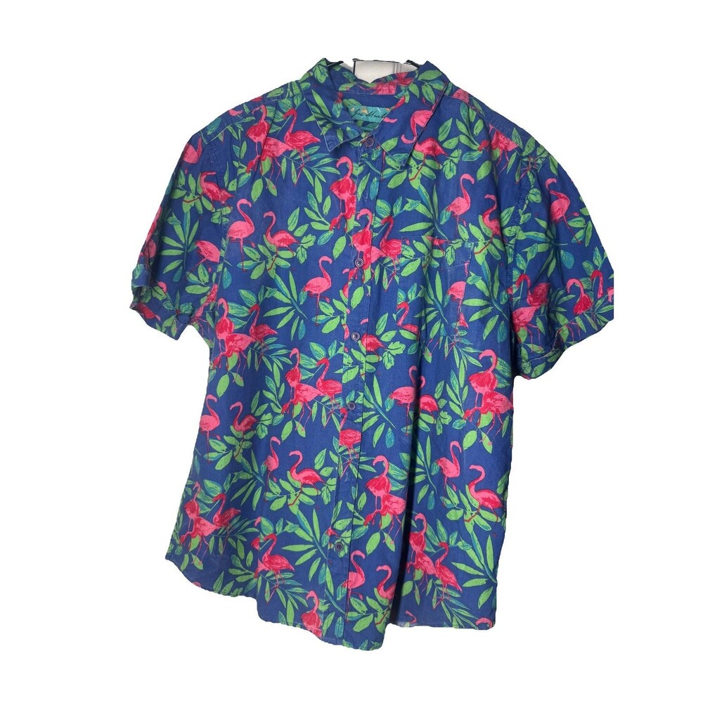 Joe Martin Tropical Flamingos  Men’s Shirt Size XL